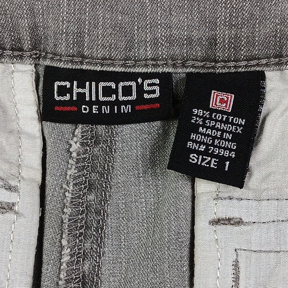 Chico's Platinum Sz 1 Womens‎ Capri Jeans Gray Medium Washed Casual Denim Pants